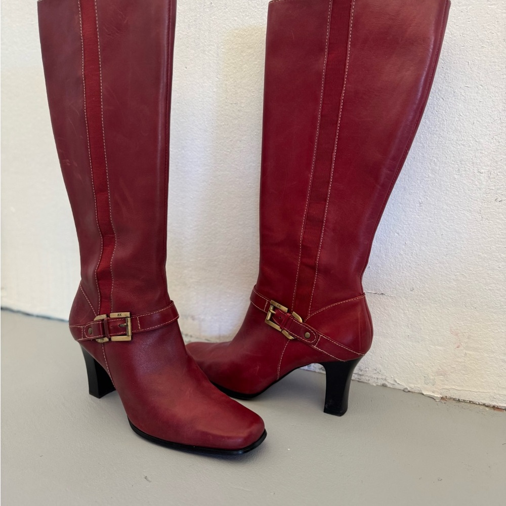 Anne Klein Burgundy Heeled Boots